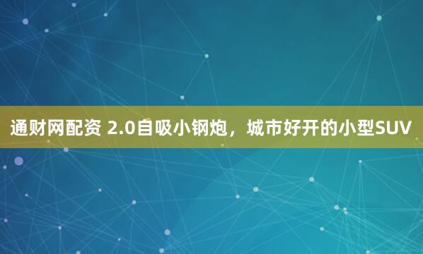 通财网配资 2.0自吸小钢炮，城市好开的小型SUV